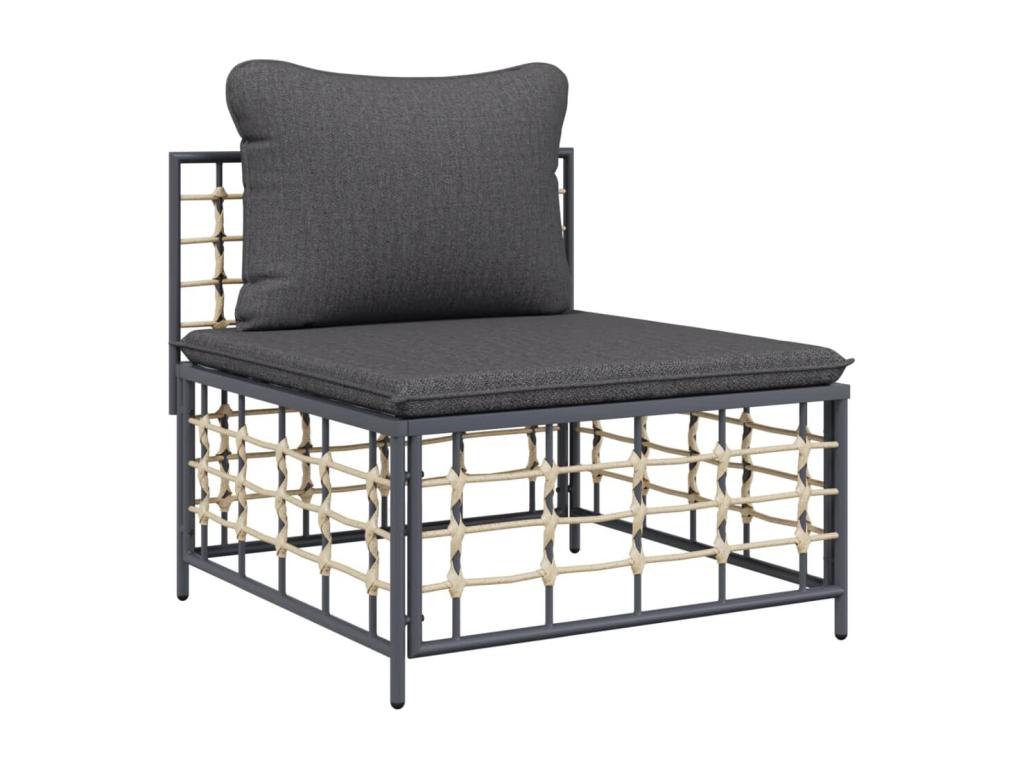 Salon de jardin 7 pcs avec coussins anthracite résine tressée FDWN06647