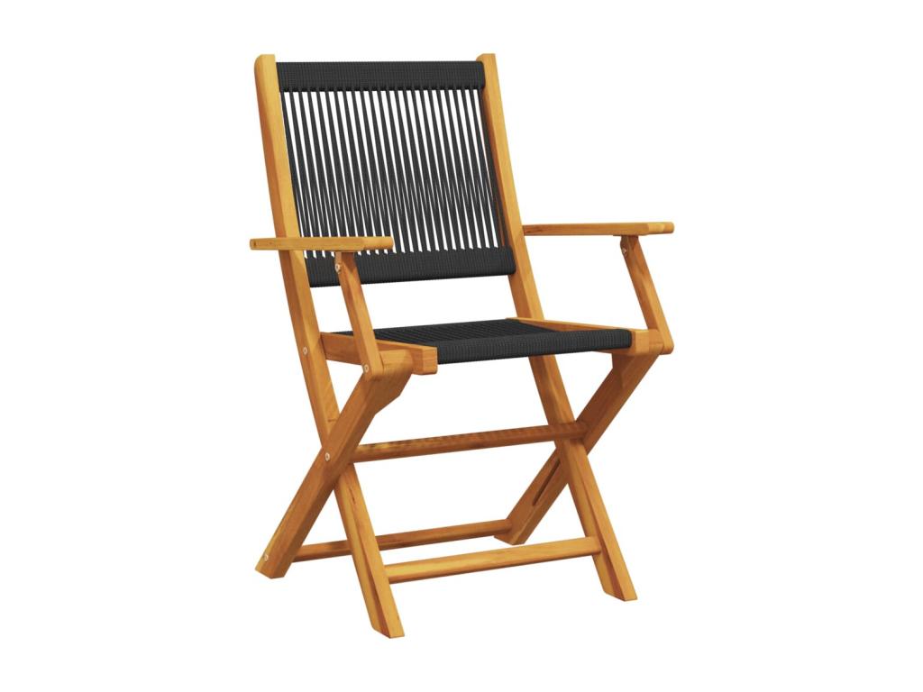 Ensemble à manger de jardin 5 pièces noir polypropylène bois massif EWLE44544