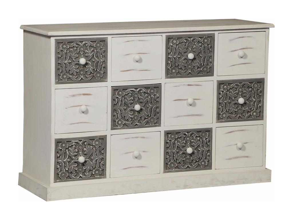 Commode Design 12 Tiroirs Chezlova 120cm Naturel BUAE15400