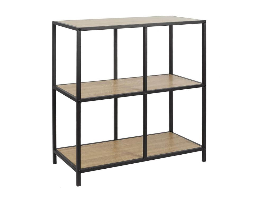 Artigeo - Etagère 4 caissons en métal noir et plateaux MDF aspect bois NWEX16963
