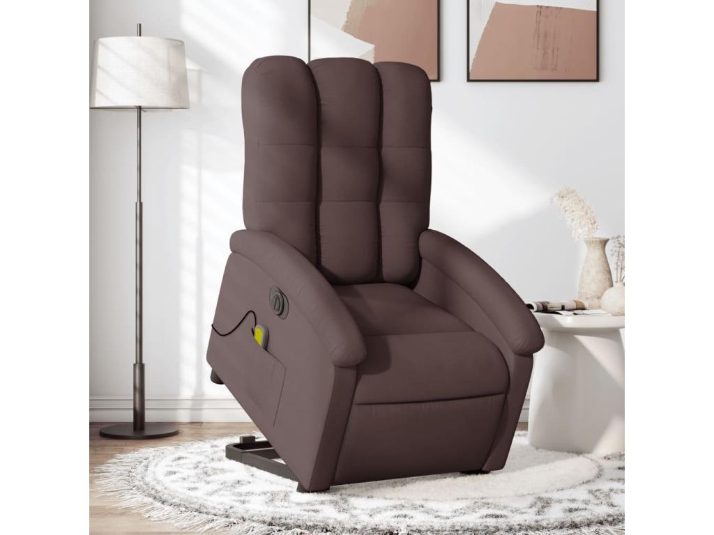 Fauteuil inclinable de massage électrique Marron foncé Tissu GLXM02205