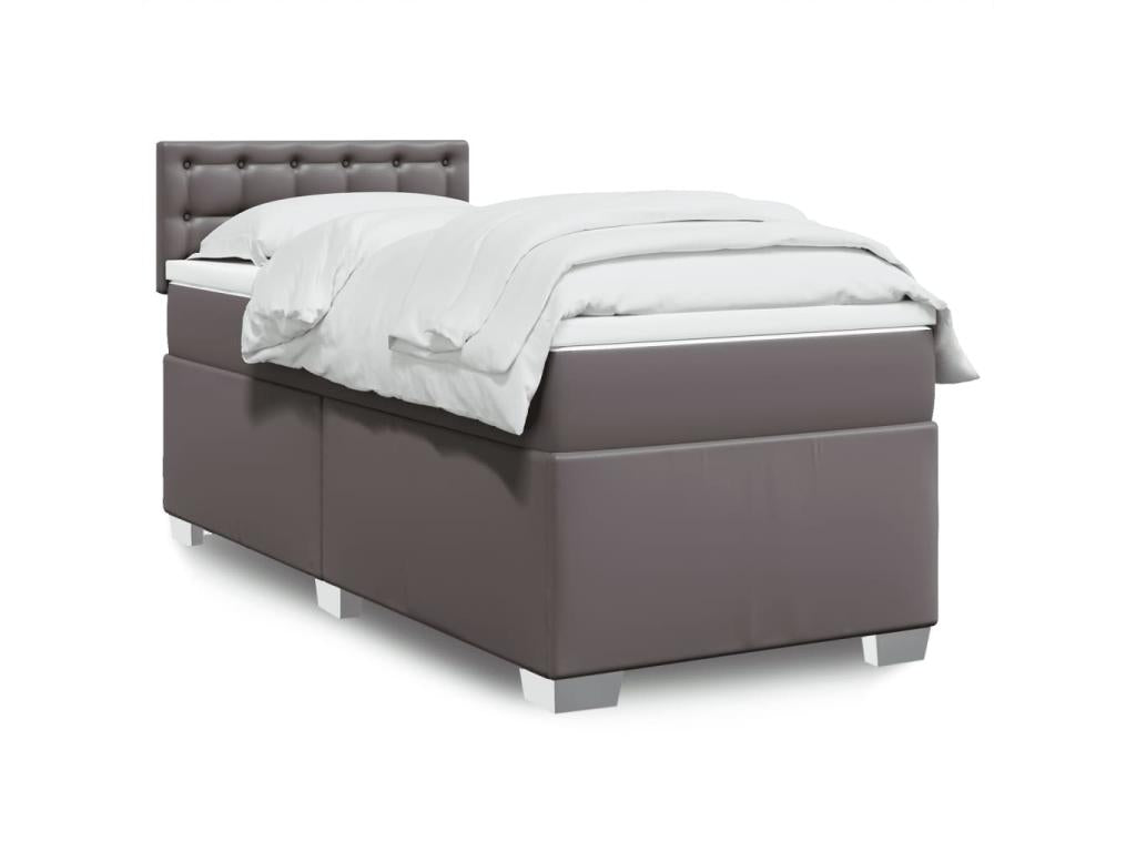 Sommier à Chezlova de lit avec matelas Gris 100x200 cm Similicuir CRGN90943