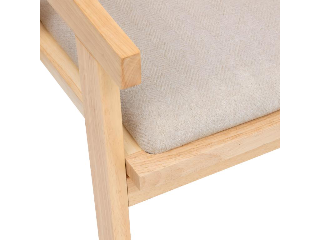 Fauteuil de salle à manger en bois hévéa coloris Beige - L- 50,5 x P- 52,5 x H- 81 cm VLEM55574