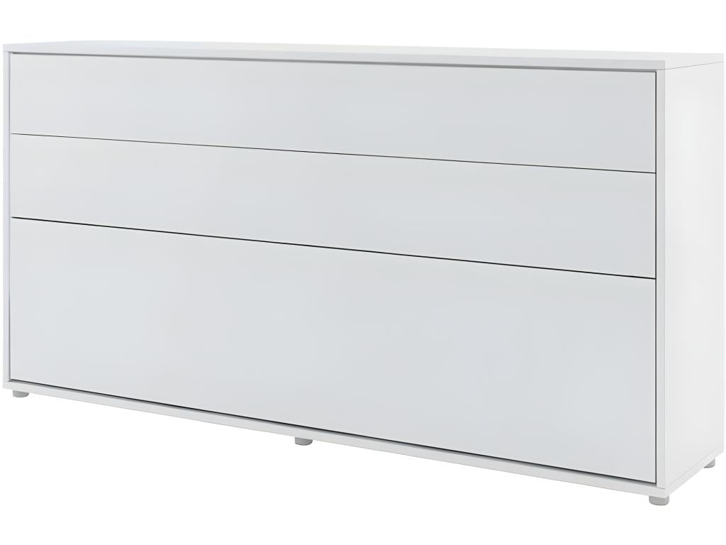 Artigeo Armoire Lit escamotable Horizontal 90x200 cm Blanc mat Lit Rabattable Lit Mural Consus QOWH82871