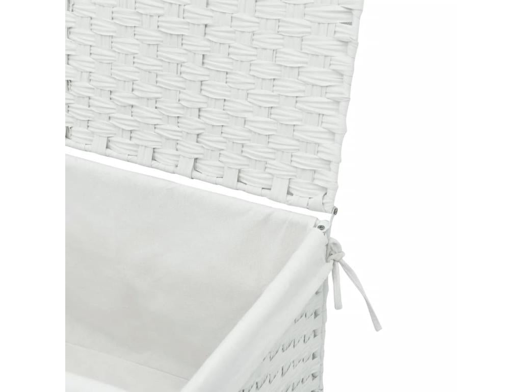 Panier à linge avec couvercle blanc 55.5x35x34 résine tressée PHBC13861