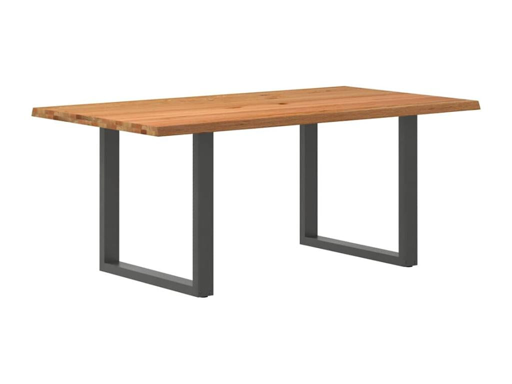 Table à manger marron clair bois de chêne massif rectangulaire CMDU39848