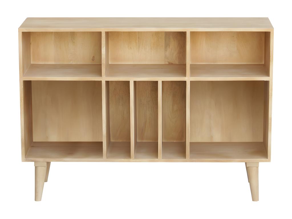 Buffet ouvert meuble de rangement bouteilles ou vinyles en bois manguier massif L120 cm Chezlova YFUN04687
