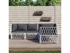 Salon de jardin 4 pcs avec coussins blanc acier VBLY59089