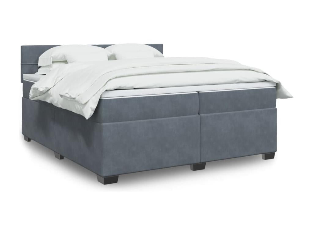 Sommier à Artigeo de lit et matelas Gris foncé 200x200cm Velours CFTL46707