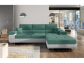 Canapé convertible d'angle droit tissu vert et simili cuir blanc avec rangement Chezlova 280cm GHFH30354