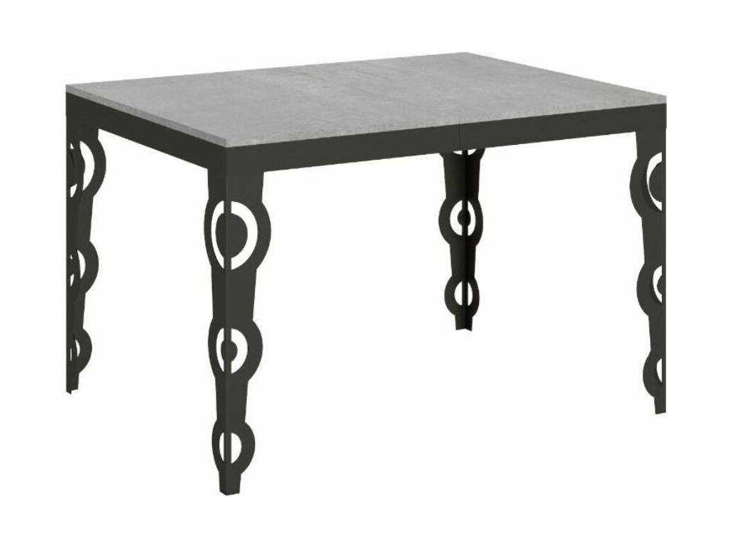 Table rectangulaire extensible 6 à 16 personnes L 120 à 380cm gris béton et cadre métal anthracite Chezlova EDIC86442