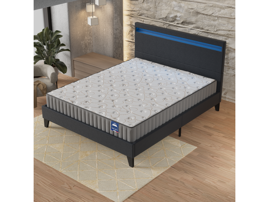 Ensemble Matelas Mousse Lit Avec Tête De Lit 120x190cm-22cm D'épaisseur Accueil Mémoire De Forme VBLL45582
