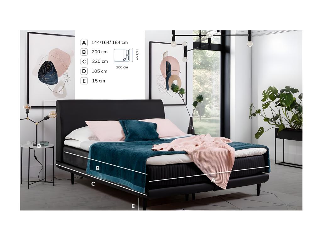 Lit boxspring 140x200 velours vert sommier et matelas inclus Chezlova WNYF01656