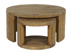 Ensemble de 2 tables d'appoint rondes en bois de pin coloris naturel VKWZ86949