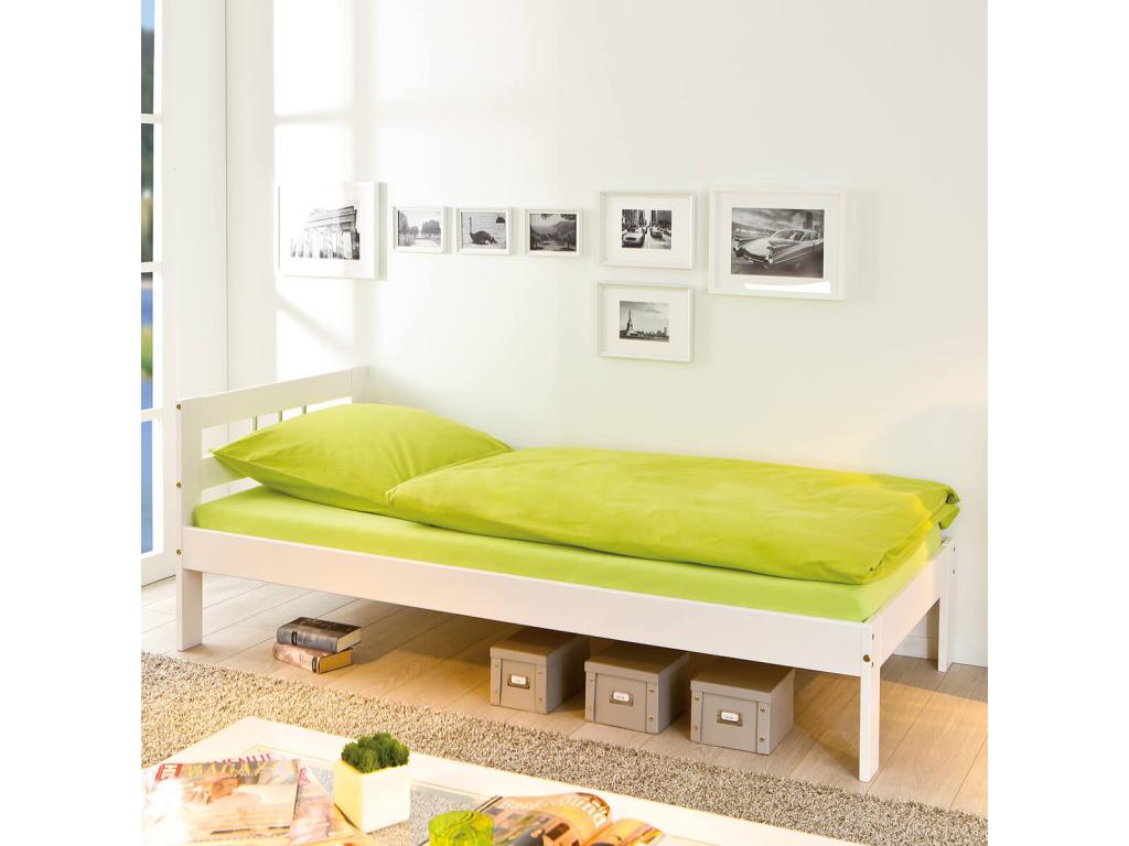 Chezlova - Lit 90x200cm Bois Massif Vernis Blanc YGCG26068