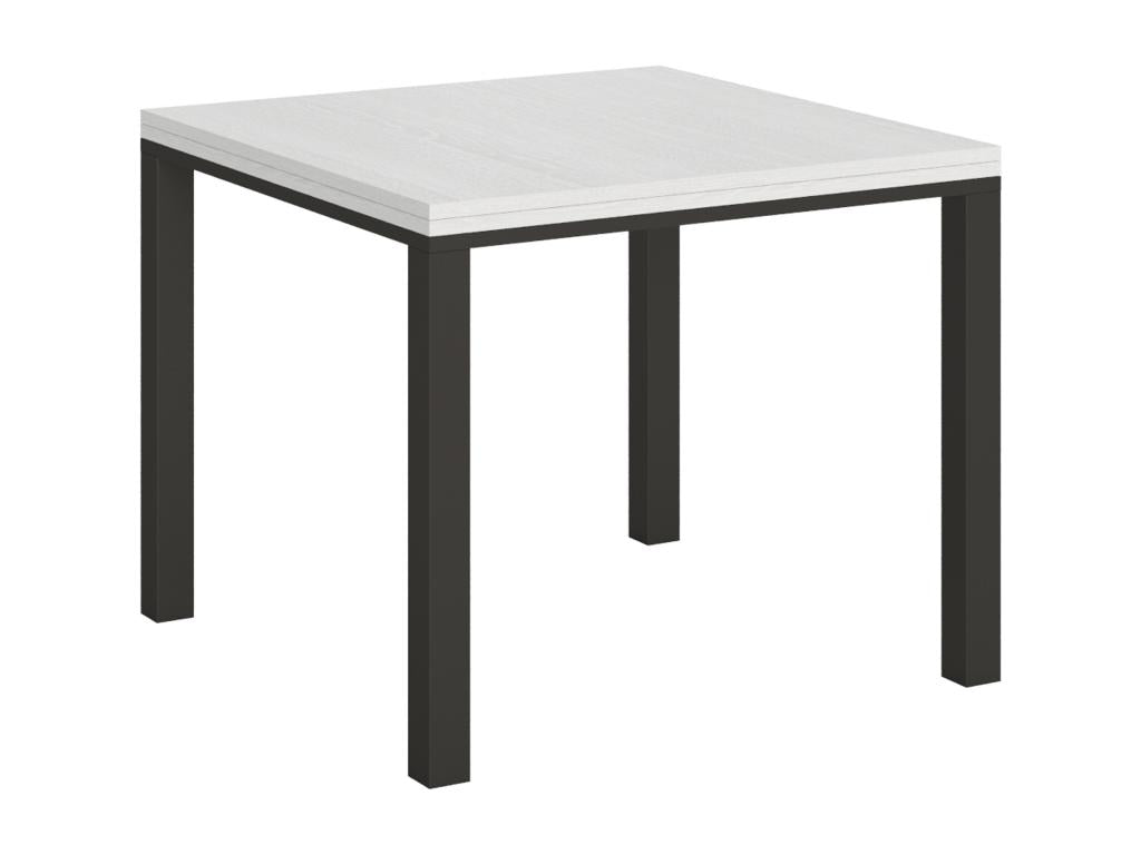 Table portefeuille extensible 90x90/180 cm Everyday Artigeo Frêne Blanc cadre Anthracite RVCF15606