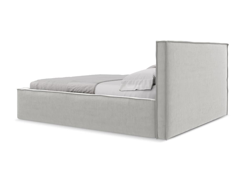 Lit coffre en velours 140x200 - argent - Artigeo VLRA87007