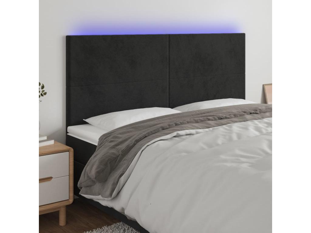 Tête de lit à LED Noir 180x5x118/128 cm Velours UQOT34290