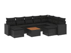 Salon de jardin 10 pcs avec coussins noir résine tressée NTXP45220