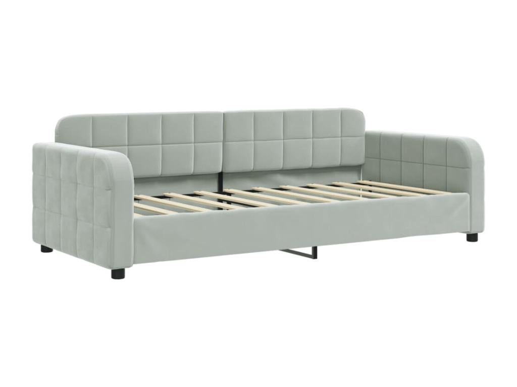 Lit de jour avec matelas gris clair 90x190 cm velours RVNC60305
