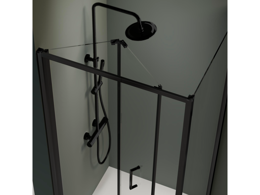 Porte de douche pliante Artigeo noir mat 90 cm Sans paroi latérale BLRM81372