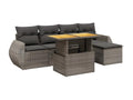 Salon de jardin 6 pcs avec coussins gris résine tressée TNLV35976