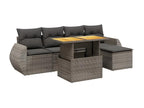 Salon de jardin 6 pcs avec coussins gris résine tressée TNLV35976