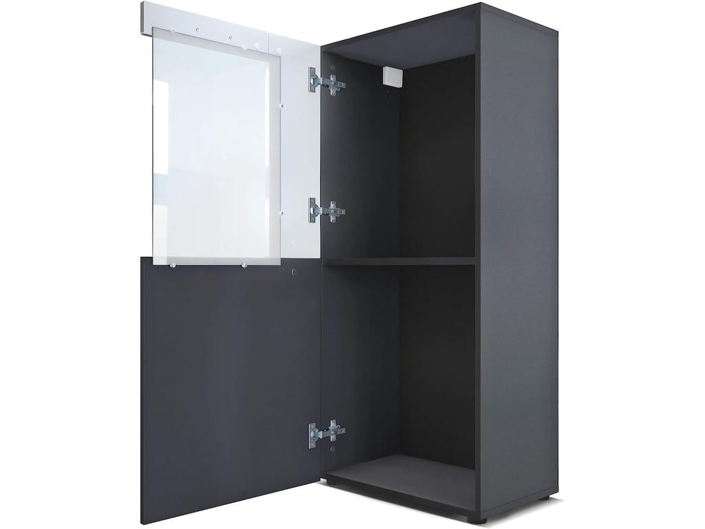 Vitrine Corps En Noir Mat/façades En Noir Mat Avec Une Bordure En Crème Haute Brillance WRCJ24358