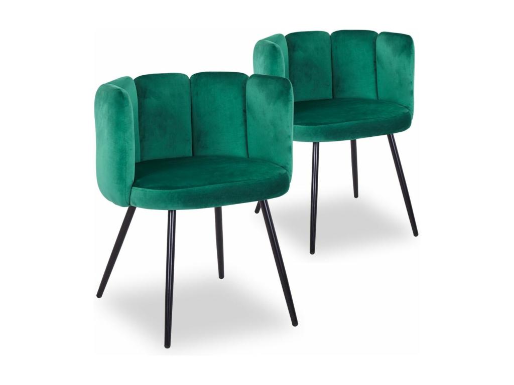 Lot de 2 Chaises Design Velours Agal 75cm Vert QLVI03930