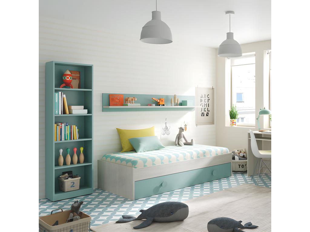 Bibliothèque 5 niveaux Turquoise - Chezlova - L 52 xl 25 x H 180 cm QEVR54390