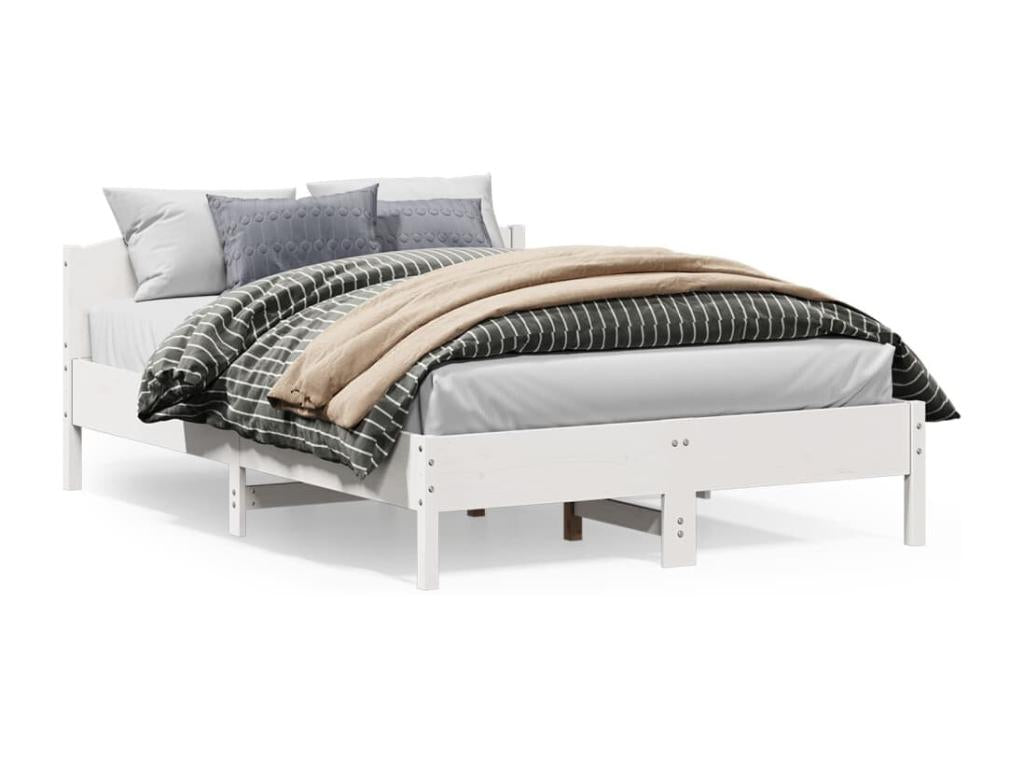 Cadre de lit avec tête de lit blanc 120x200 cm bois pin massif TVEX24258