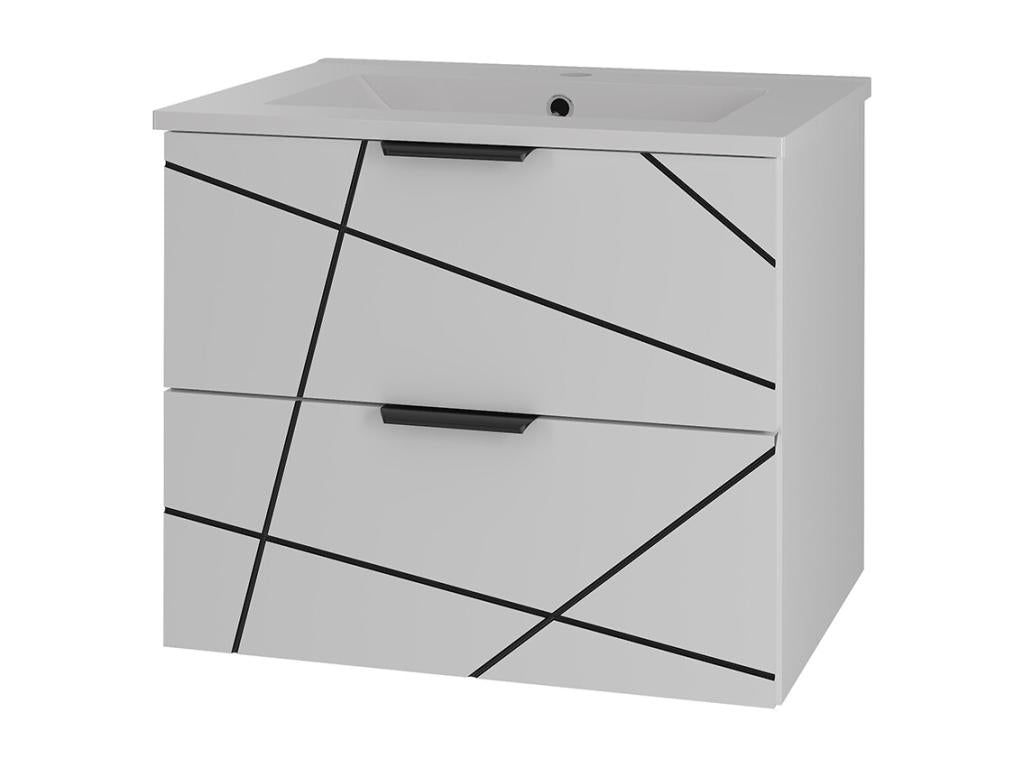 Ensemble meuble simple vasque encastrée 60cm et colonne Artigeo Blanc JORB79563