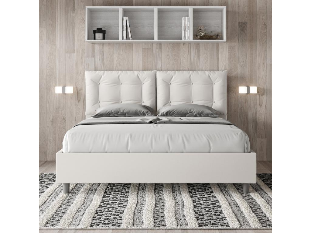 Lit coffre rembourrée 160x190 similicuir blanc Artigeo OCRL11220