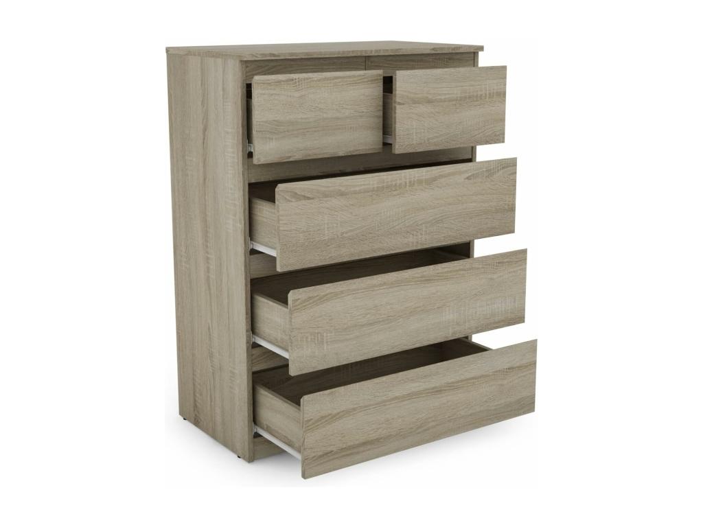 Commode avec 5 Tiroirs en bois Armoire Multifonction Moderne avec Rails en Métal Montage Facile 75x42x104 cm Marron VYFM38334