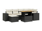 Salon de jardin 7 pcs avec coussins noir résine tressée JNSL55427