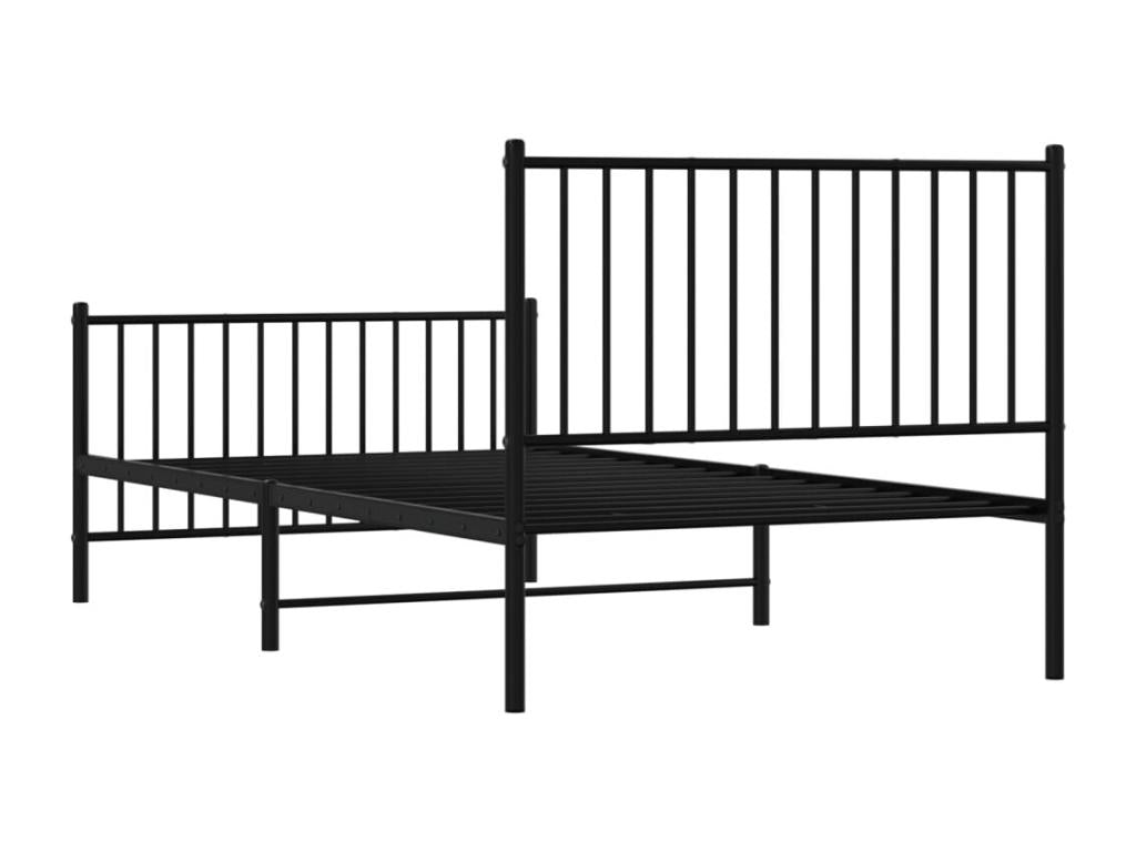 Cadre de lit métal avec tête de lit-pied de lit noir 100x200 VOOC79265