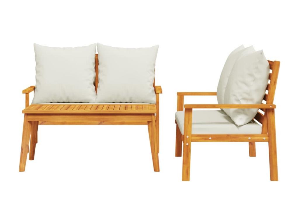 Salon de jardin 3 pcs avec coussins bois massif d'Artigeo DDYL82983