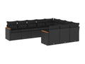 Salon de jardin 10 pcs avec coussins noir résine tressée HLJW85845