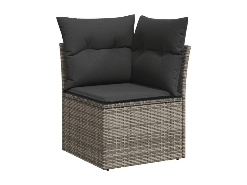 Salon de jardin avec coussins 7 pcs gris résine tressée UUBX28913