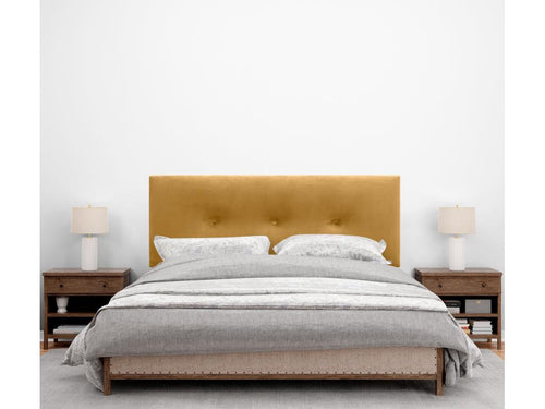 Artigeo Tête de Lit Velours Lisse avec Boutons 150x105 avec Pieds de Lit 150/160 - Moutarde GLQW43512