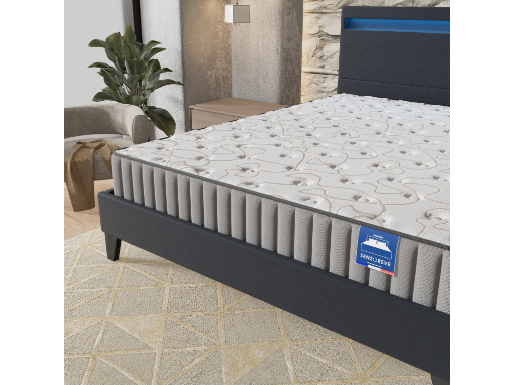 Ensemble Matelas Mousse Lit Avec Tête De Lit 120x190cm-22cm D'épaisseur Accueil Mémoire De Forme VBLL45582