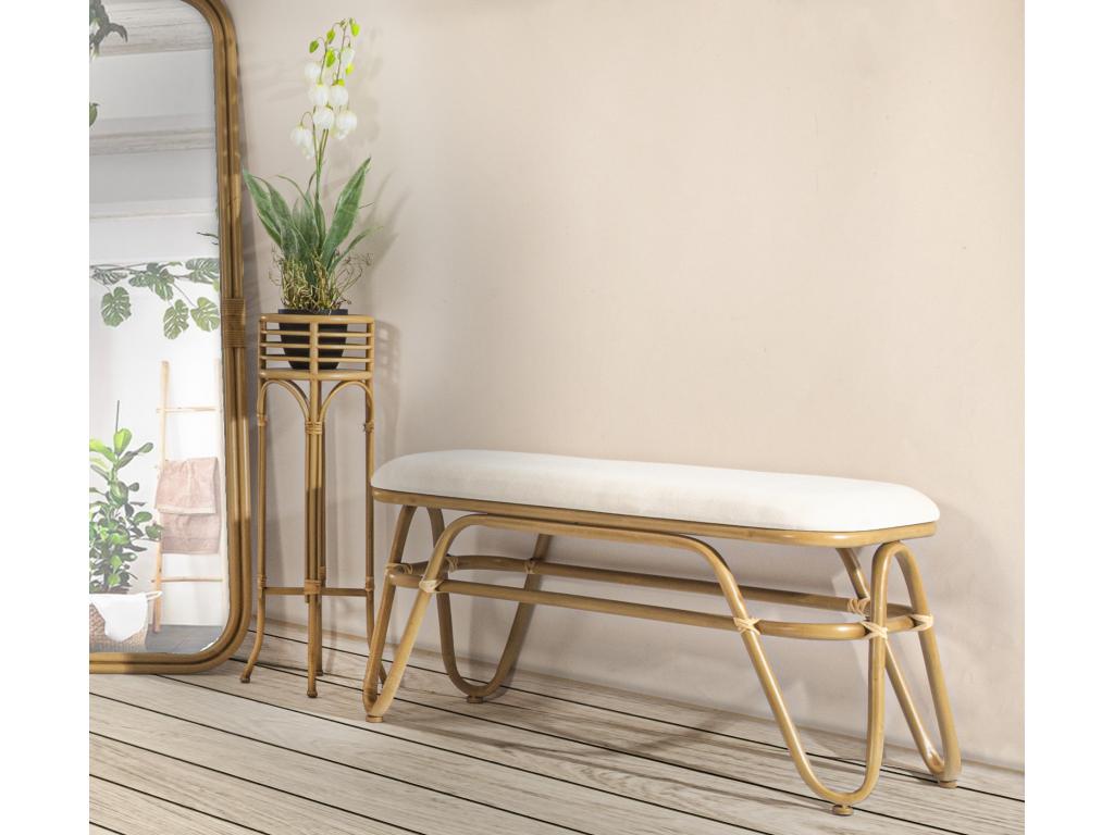 Banc en métal et tissu marron 100x40x50 cm QNOR22813