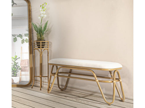 Banc en métal et tissu marron 100x40x50 cm QNOR22813