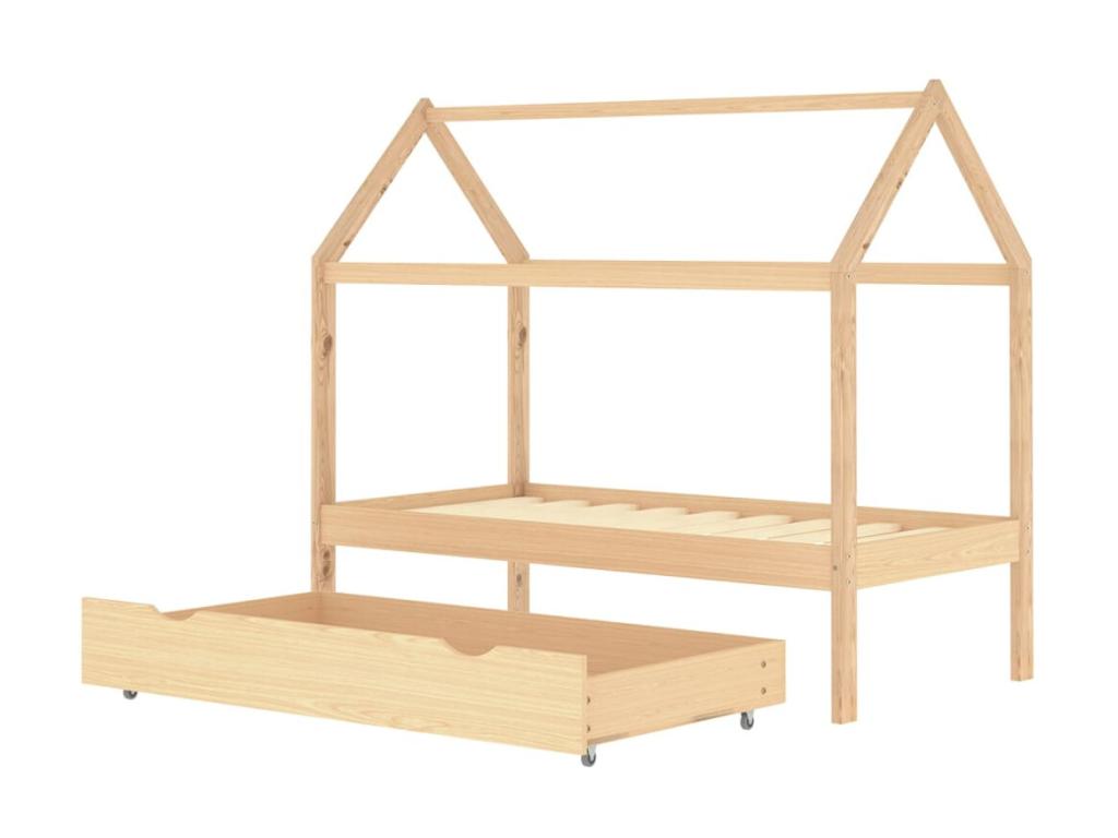 Lit enfant cabane avec un tiroir Pin massif 80x160 GNHZ57393