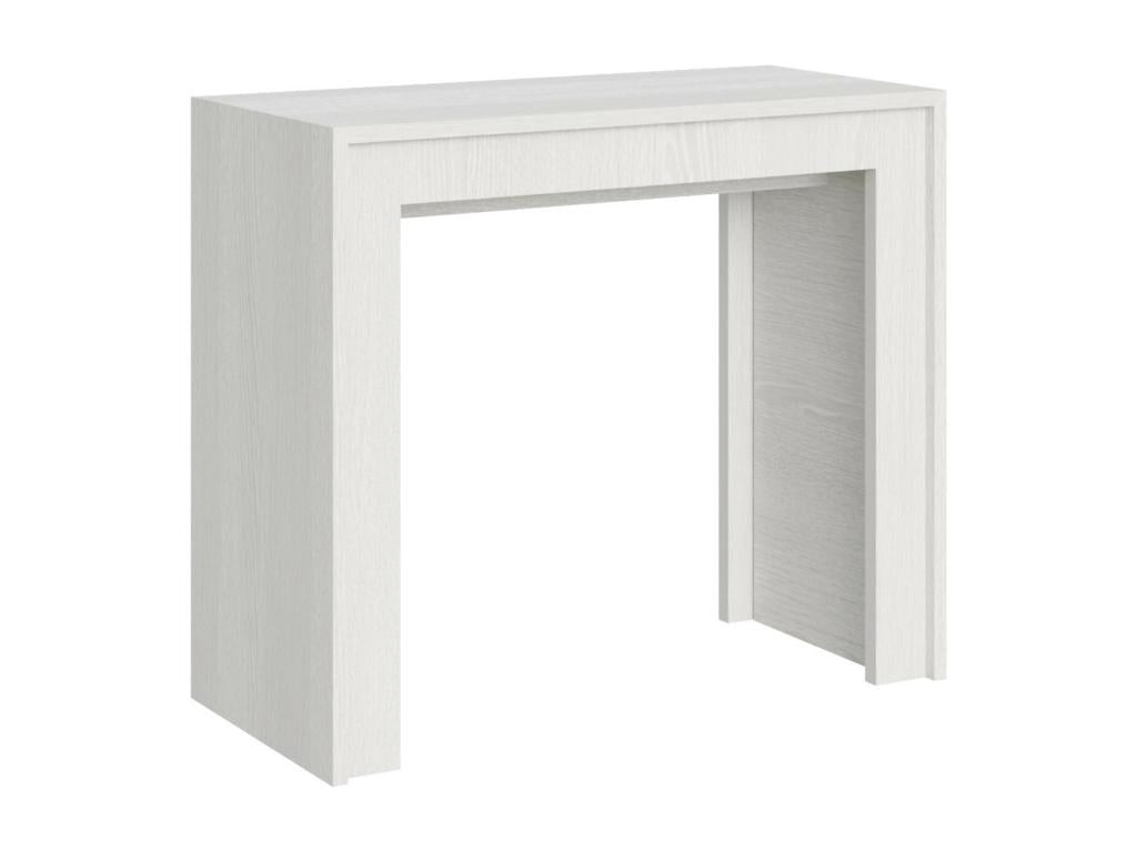 Console extensible en bois Decohaute-Couleur Blanc-Pied et support sur Decohaute-3 rallonges EAON59899