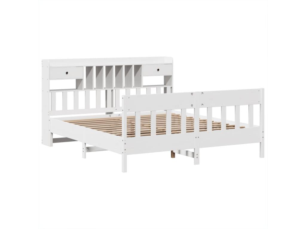 Cadre de lit sans matelas blanc 180x200 cm bois massif de pin GYLK84055