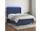 Sommier à Chezlova de lit matelas et LED Bleu 140x190 cm Tissu QRWF42110