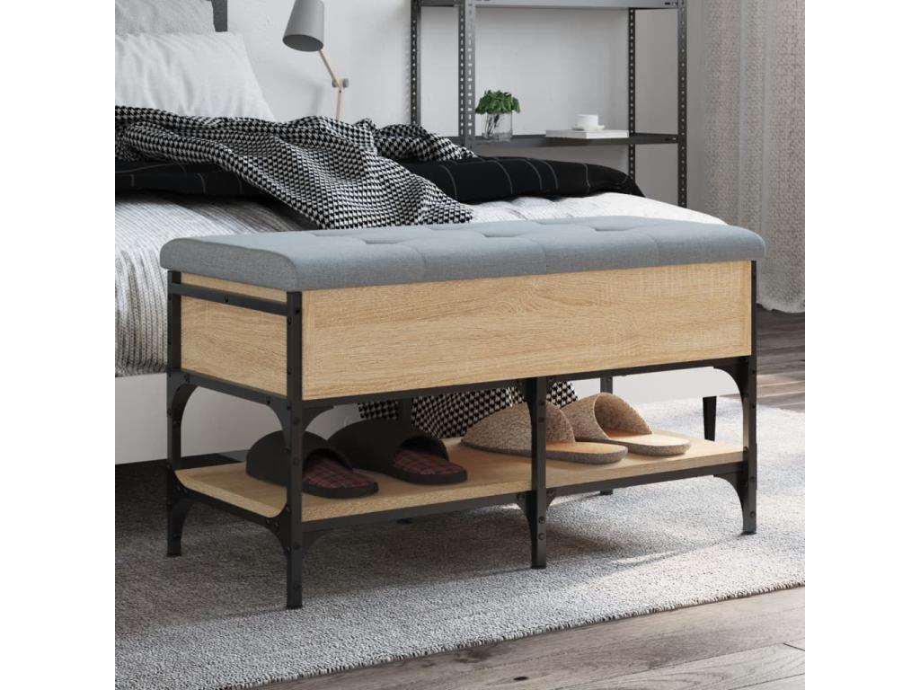 Banc à chaussures chêne Artigeo 82x42x45 cm bois d'ingénierie QYIA14490