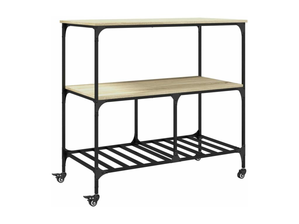 Chariot de cuisine chêne Artigeo 100x50x95 bois d'ingénierie BYOV48861