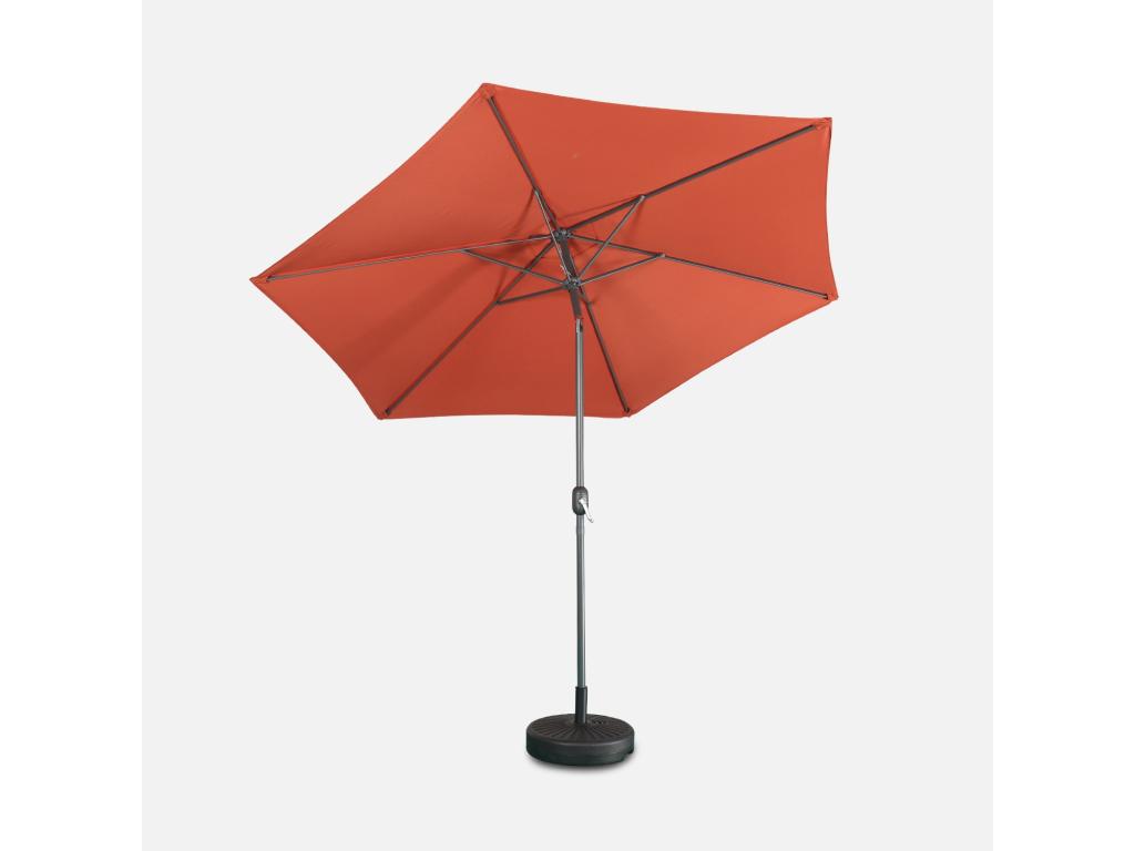 Parasol droit rond 300cm - Chezlova - mât central en aluminium orientable et Chezlova d'ouverture ETIN06284